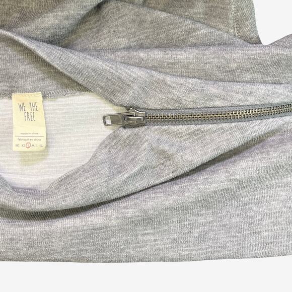 We The Free Gray Zip Shoulder Slouchy Boatneck Knit Pullover Top Size S - Picture 7 of 9